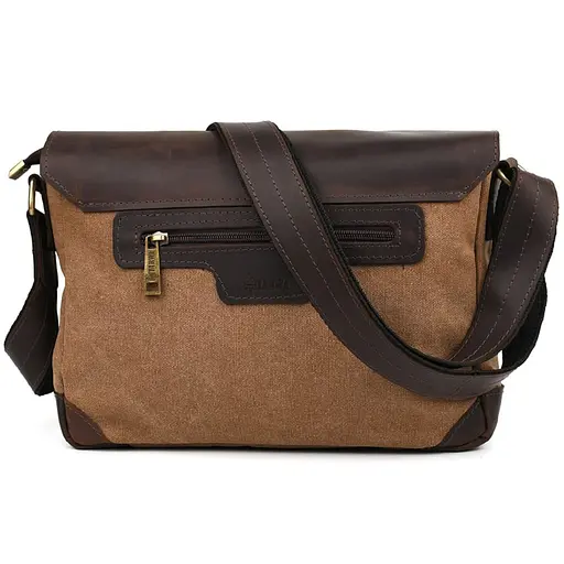 Чоловіча сумка через плече з канвасу та шкіри TARWA 33х22х8 см sum0028154 - фото 8