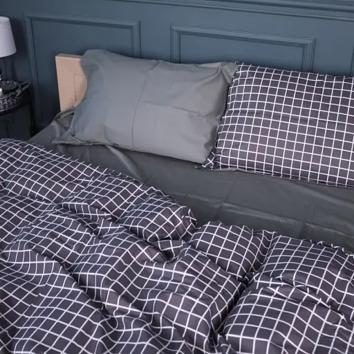 Простирадло MirSon Сатин 22-1372 Silver Checkered 220x240 см (2200010474596) - фото 3