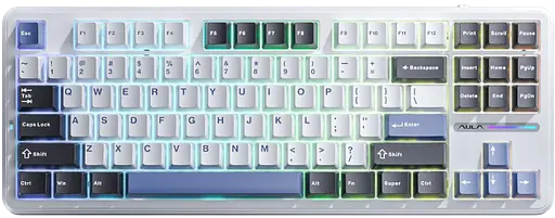 Клавиатура беспроводная Aula F87 Gasket Greywood V3 Switch RGB White (6948391208602)