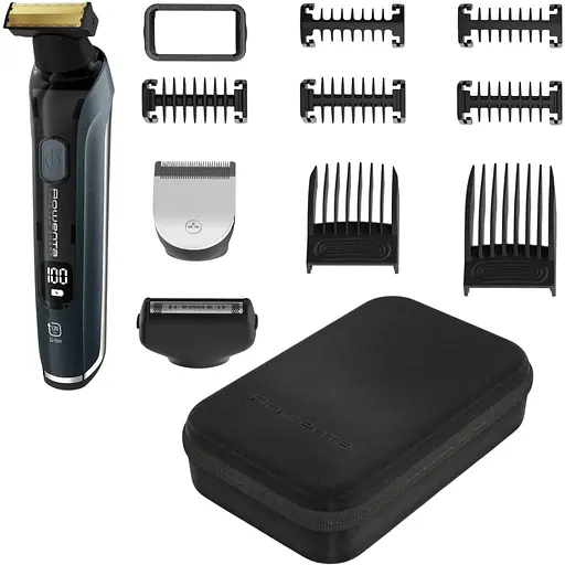 Триммер Rowenta Forever Sharp Ultimate, для бороды, усов, акум., насадок-10, 120 мин. использование, дисплей, сталь, синий