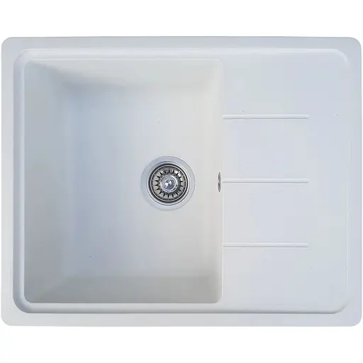Гранітна кухонна мийка Romzha Patrat 62 Biela (102) з крилом - фото 1