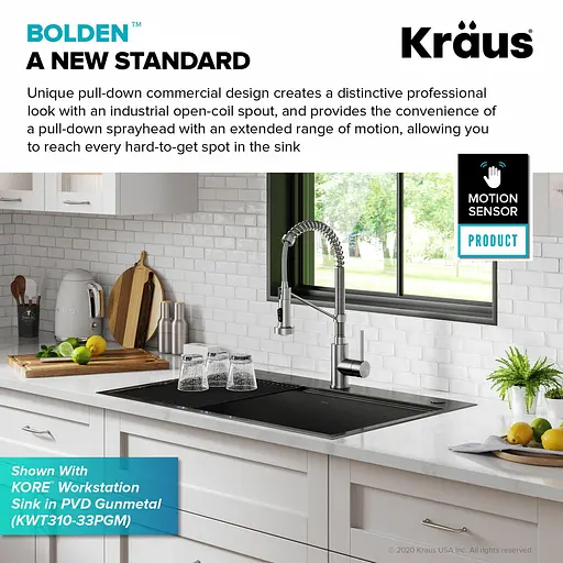 Змішувач для кухні сенсорний Kraus Bolden нержавіюча сталь KSF-1610SFS Нержавіюча сталь - фото 11