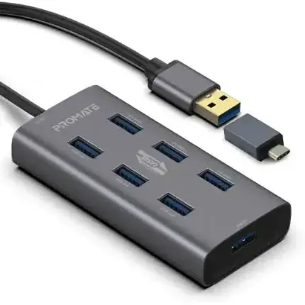 USB-хаб Promate EzHub-7 7xUSB 3.0 Grey (ezhub-7.grey)