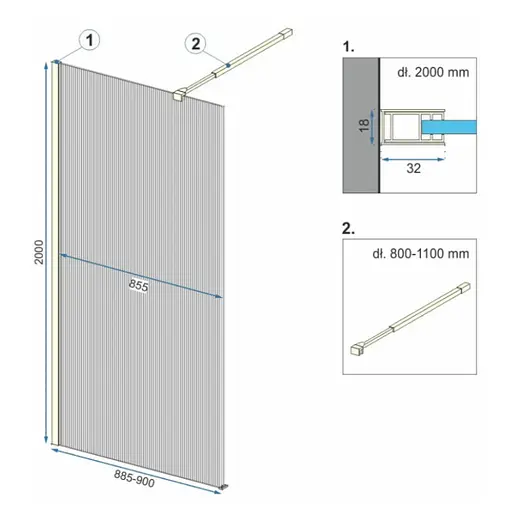 Душова стінка Rea Aero 90 intimo black REA-K4123, прозорий, чорний матовий - фото 2