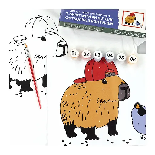 Набір для творчості Rosa футболка-розмальовка, Капібара, бавовна 100, розмір XS (4823098544869) - фото 4
