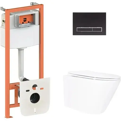 Набір Q-tap Nest 4 в 1 підвісний унітаз Swan Ultra Quiet 520x360x320 + комплект інсталяції QT16335180W48197 - фото 1