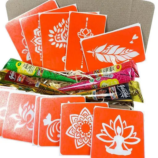 Набор цветной хны с трафаретами для био-тату №4 Fresh Tattoo color-henna-set-04 - фото 2