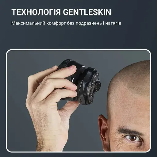 Електробритва Rowenta роторна Gentle Bald, бритв. головок-5, Li-Ion, сух.+волог., чорно-синій - фото 9