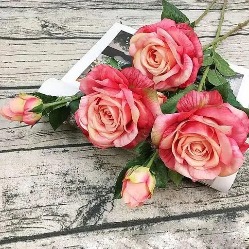 Роза искусственная Deluxe Real Touch на стебле 65 см латекс розовая - фото 5