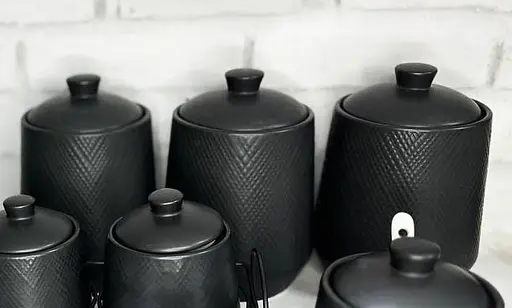 Набір із 3-х керамічних баночок Maestro MR-20002-03CS ємності для сипучих продуктів Чорні - фото 3