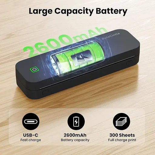 Портативный принтер для путешествий, термопринтер Bluetooth совместимый с Android и iOS и ноутбуком - фото 4