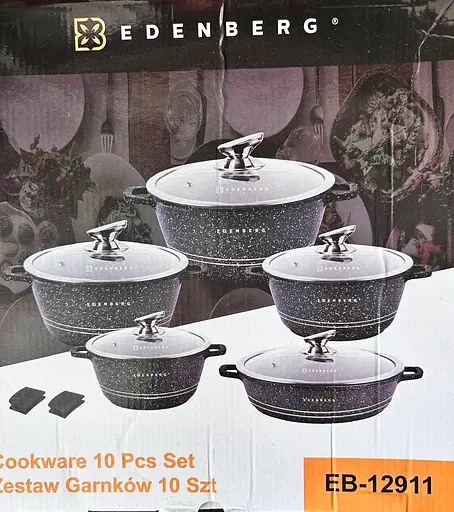 Набор кастрюль и казанов Edenberg EB-12911 с мраморным покрытием 10 предметов для всех типов плит - фото 8