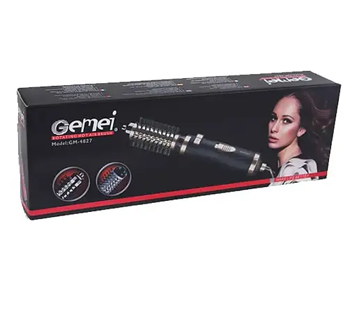 Фен браш стайлер Gemei Gm-4827 з насадками, що обертаються, щітка для вирівнювання та завивки волосся гребінець - фото 4