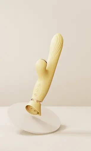 Вібратор-кролик Zalo Rose Rabbit Thruster 25 см (жовтий) - фото 9