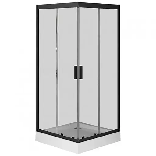 Душевая кабина Am.Pm Gem Square Slide 90x90 см без поддона black W90UG-403-090BT, прозрачная, черная - фото 1