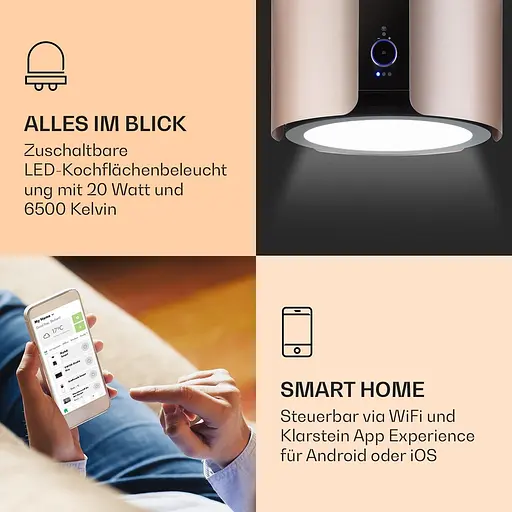 Вытяжка Klarstein Skyfall Smart 402 м³/час островная (10035378) - фото 6