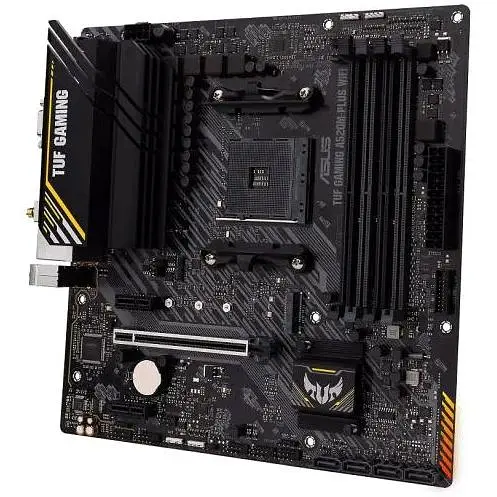 Материнская плата Asus TUF Gaming AM4 (A520) A520M-PLUS WIFI, A520, 4xDDR4, Int.Video(CPU), 4xSATA3, 1xM.2, 1xPCI-E 16x 3.0, 2xPCI-E 1x8 Bluetooth 5.0, 6xUSB3.2/6xUSB2.0, VGA/HDMI/DP, MicroATX - фото 4