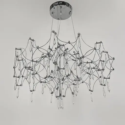 Дизайнерська невагома срібна люстра із кришталем Ø 70 см | Арт. MJ 203-730 CH | Line F - фото 2