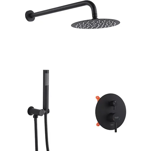 Душова система прихованого монтажу Kroner KRP Edelstahl Klassisch - SCH082 CV029974, Чорний матовий - фото 1