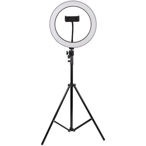 Кільцева світлодіодна LED лампа Flat Ring 10" + tripod 2.1m Black - фото 2