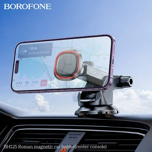 Автотримач для телефона BOROFONE BH125 Roman magnetic car holder (center console) Black and Red - фото 7