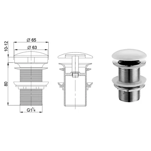 Донний клапан Cersanit керамічний без переливу білий K99-0224, Білий - фото 3