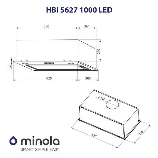 Вытяжка полновстраиваемая Minola HBI 5627 I 1000 LED - фото 10