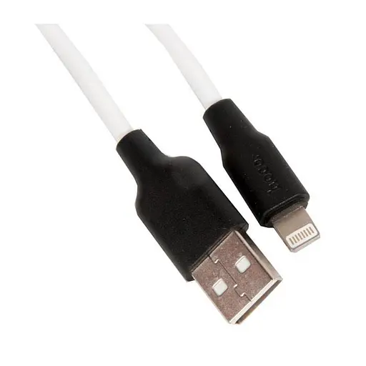 Кабель силиконовый Hoco X21 Plus Silicone USB - Lightning 2 метра бело-черный - фото 1