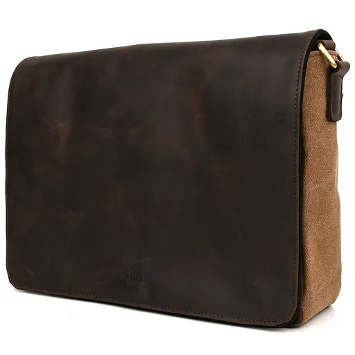 Сумка мужская через плечо из кожи и канвас TARWA 37х27х11 см sum0028301 - фото 6