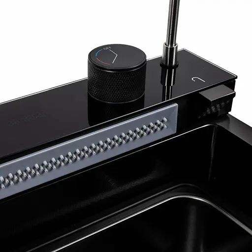 Кухонна мийка CM 75x46C PVD чорна Platinum Handmade Водоспад (декор), Decor - фото 4