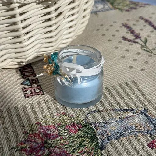 Пасхальная свеча голубая в баночке маленькая MIS LT - фото 2