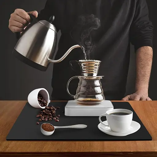 Антискользящий кухонный коврик - Абсорбирующий коврик для сушки посуды - Коврик под кофеварку 30х45 см Черный - фото 7