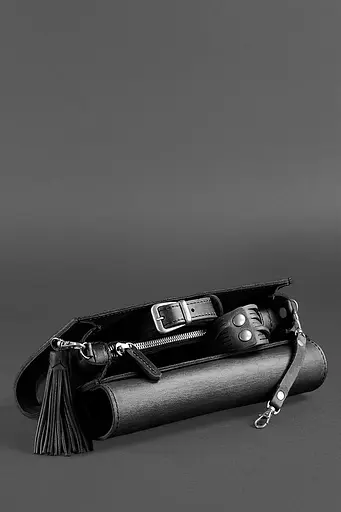 Женская кожаная сумка Элис угольно-черная - фото 6