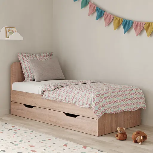 Кровать односпальная MebelStar Лилу с ящиками 90x200 см Дуб сонома (MBS-1351)