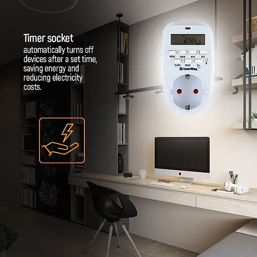 Таймер-розетка СolorWay 16A 3680W електронний тижневий 7D (CW-STE01-7D) - фото 13