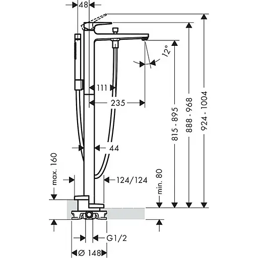 Змішувач Hansgrohe Metropol для ванни підлоговий Brushed Bronze 32532140 Бронза - фото 2