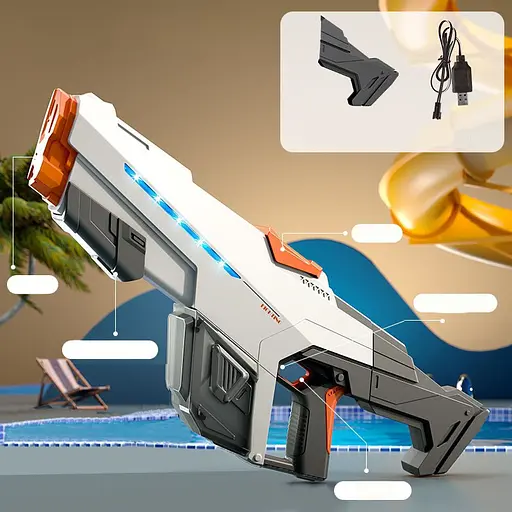 Водный акумуляторний автомат Water Gun 2307 (650ml) with lithium battery White - фото 5