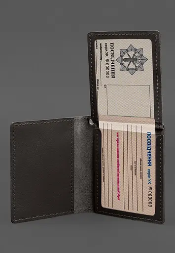 Кожаная обложка для удостоверения офицера ГНСУ (три кармана) темно-коричневая - фото 3