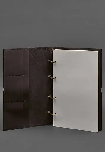 Шкіряний блокнот А4 на кільцях (Софт-бук) 9.0 в м'якій обкладинці коричневий - фото 3