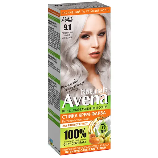 Стійка крем-фарба для волосся Acme Color Avena Naturals 9.1 попелястий блонд - фото 1