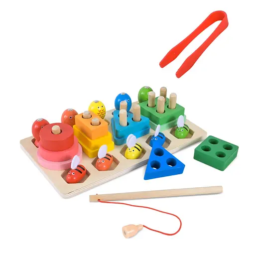 Дитяча дерев’яна іграшка "Пірамідка-сортер" C9417 рибалка, вкладиші - фото 3