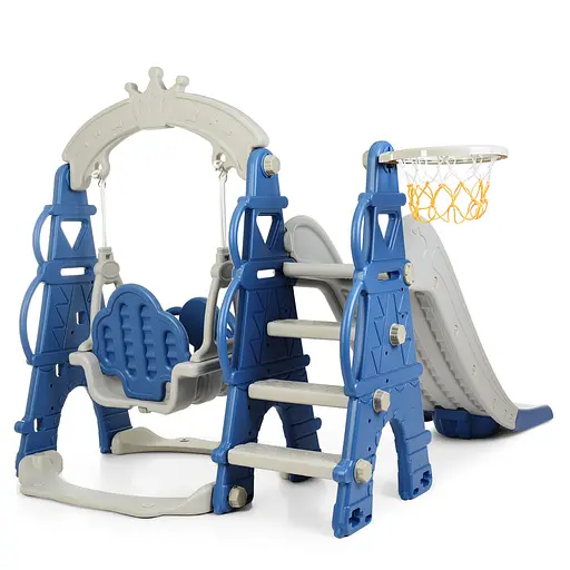 Дитяча гірка-гойдалка BAMBI CASTLE-4 з баскетбольним кільцем, ш146-г180-в122см, синя - фото 5