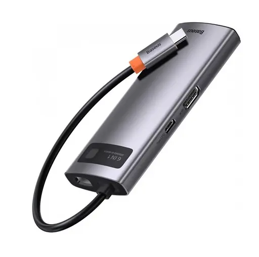 Хаб - конвертер Baseus Metal Gleam Series 6-in-1 Type-C Hub Docking Station CAHub-CW0G - фото 2
