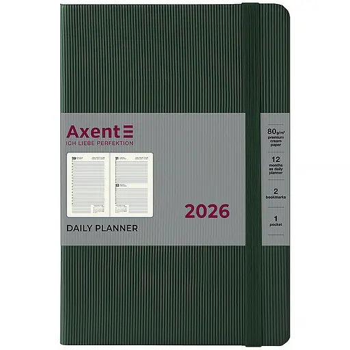 Дневник Axent Partner Lines 2026 темно-зеленый 145 x 210 мм (8815-26-23-A)