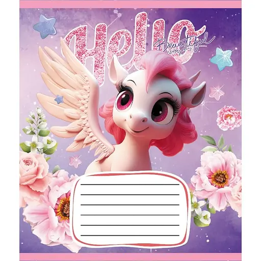 Зошит учнівський "Єдинороги" Leader 012-510065C-4 в косу лінію, 12 аркушів - фото 1