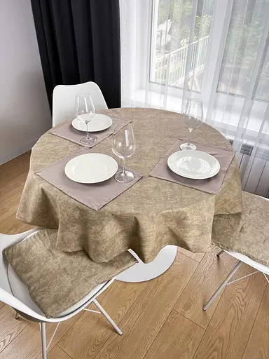 Водоотталкивающая скатерть Мрамор капучино 240х140 см (+ 5 салфеток 30х40 см) - фото 6