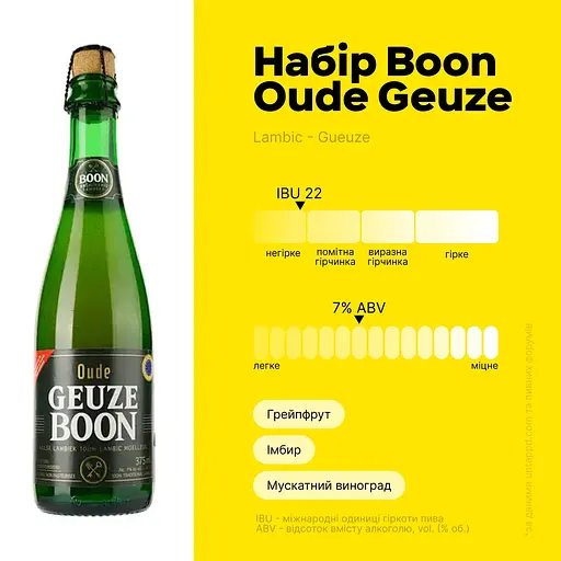 Набір пива Boon Oude Geuze 7% (2 шт. x 0.375 л) + келих - фото 2