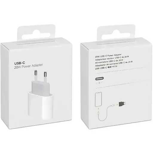Адаптер живлення USB-C потужністю 20 Вт 3А OEM USB-C підтримка Smart Charge для заряду Iphone iPad Air білий - фото 2