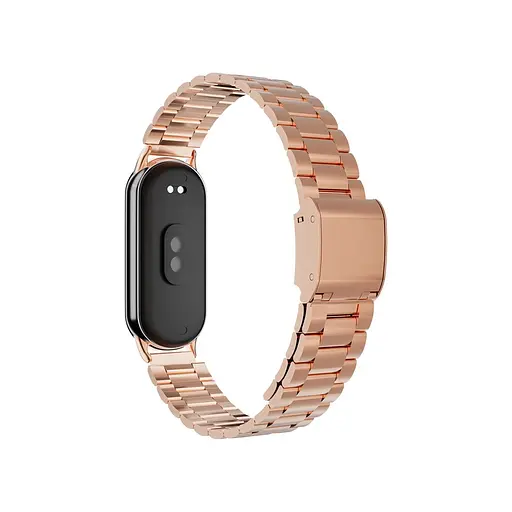 Ремешок для фитнес-браслета Tamister для Xiaomi Mi Band 8 металлический тип В с застежкой розовое золото - фото 3