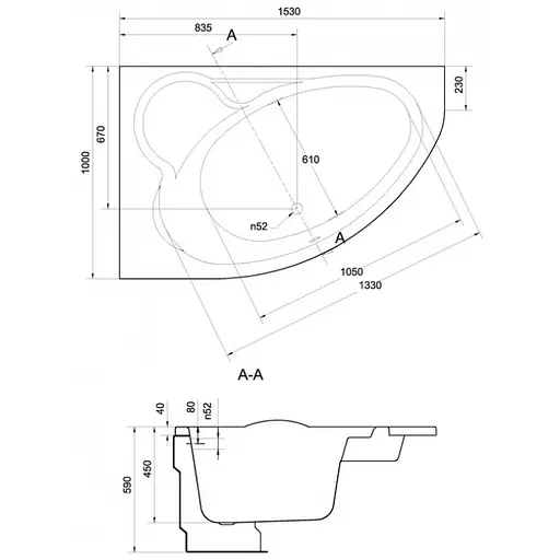Ванна акрилова Cersant Kalope 153x100 L - фото 2